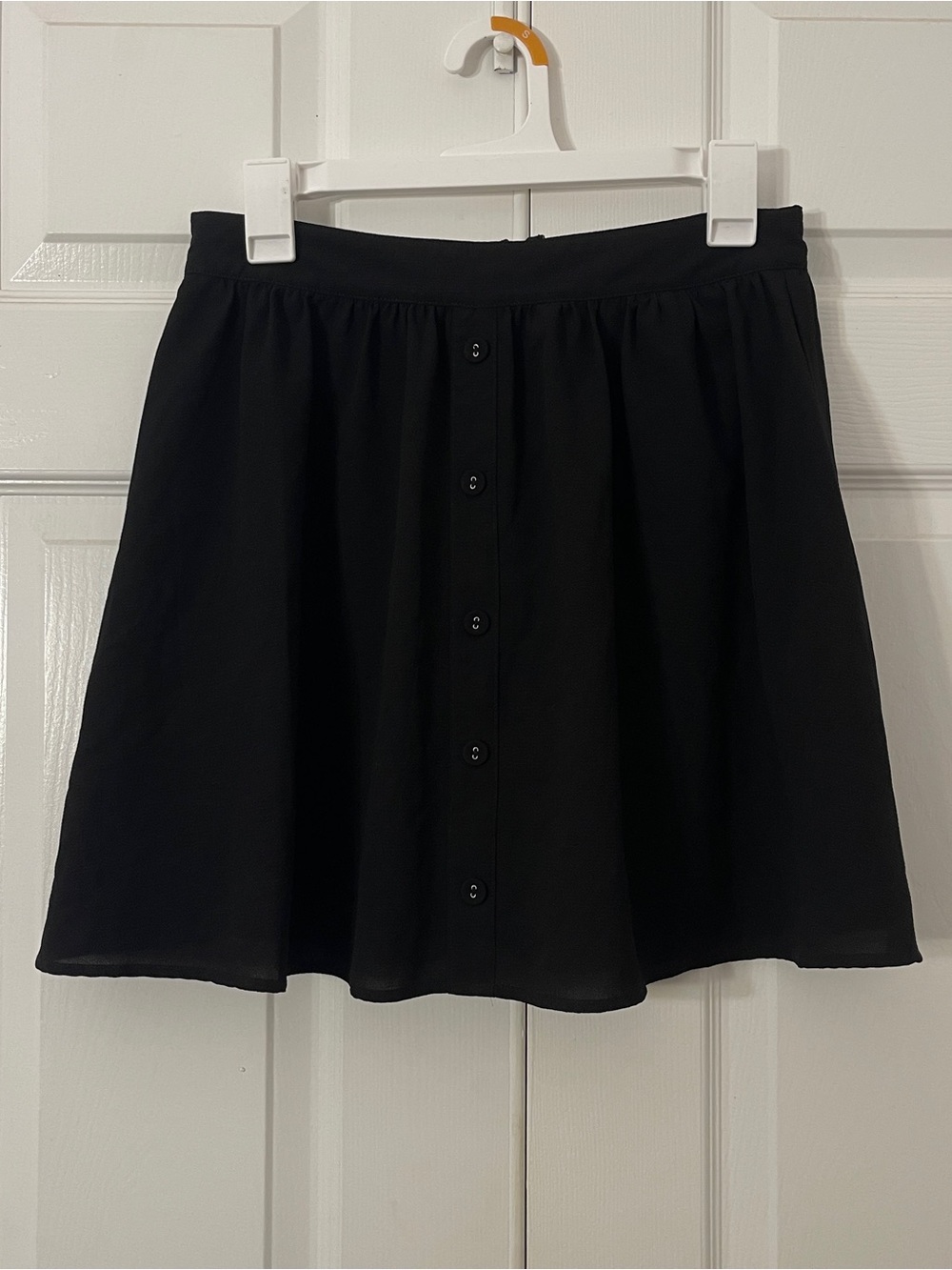 She + Sky Black Button-Front Skater Skirt